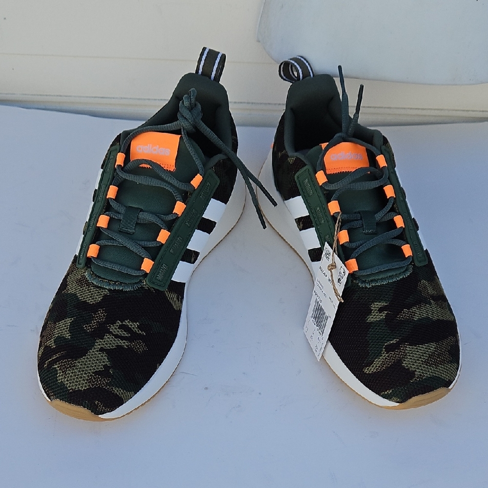 Adidas Men  Sneakers - Green Camouflage with Orange Accents